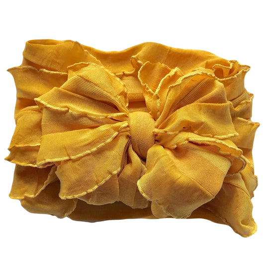 Mustard Ruffle Head Wrap Bow