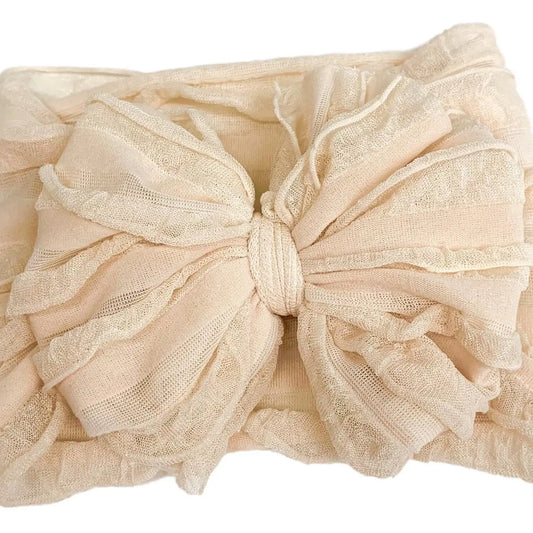 Sugar Cookie Ruffle Head Wrap Bow