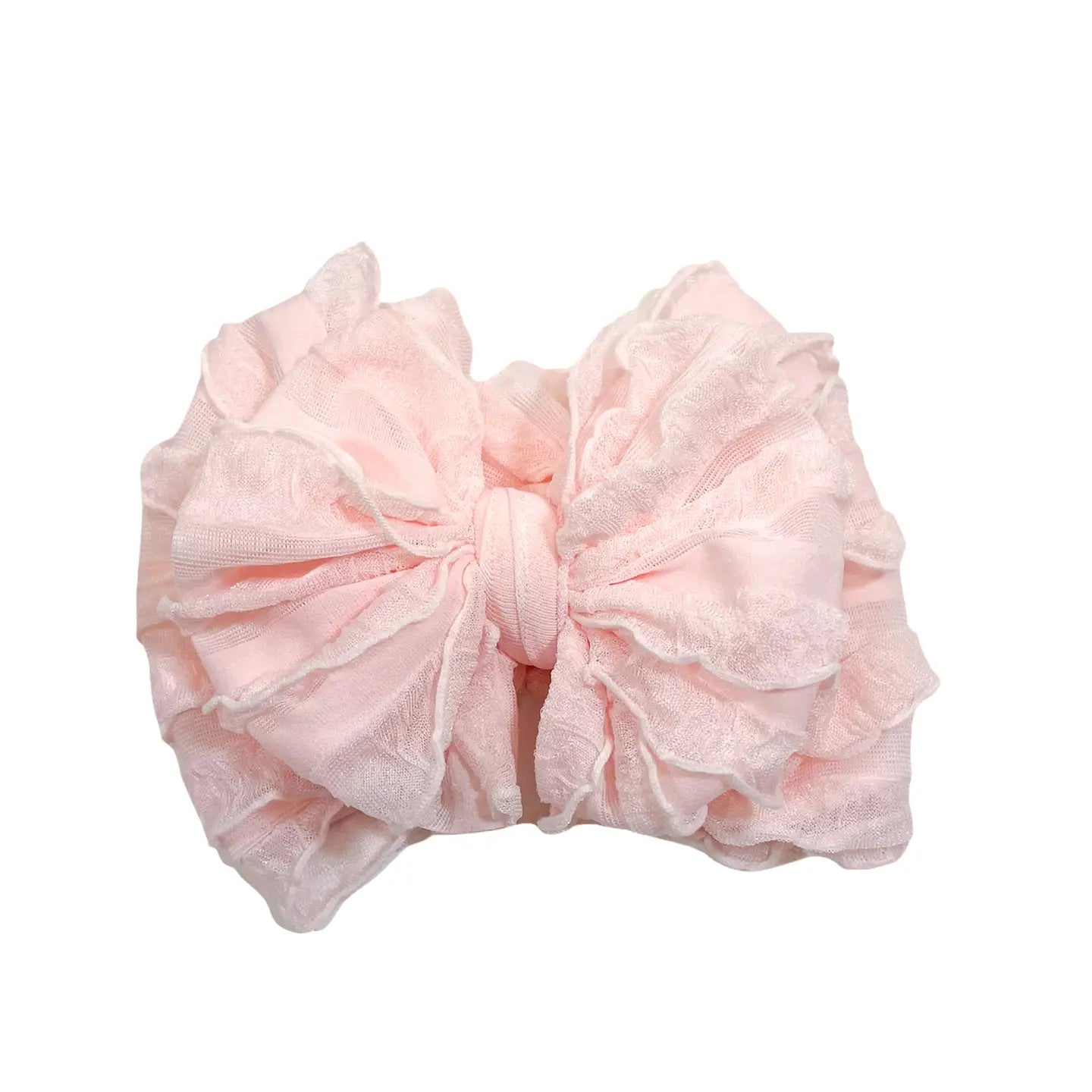 Sweet Pink Ruffle Head Wrap Bow