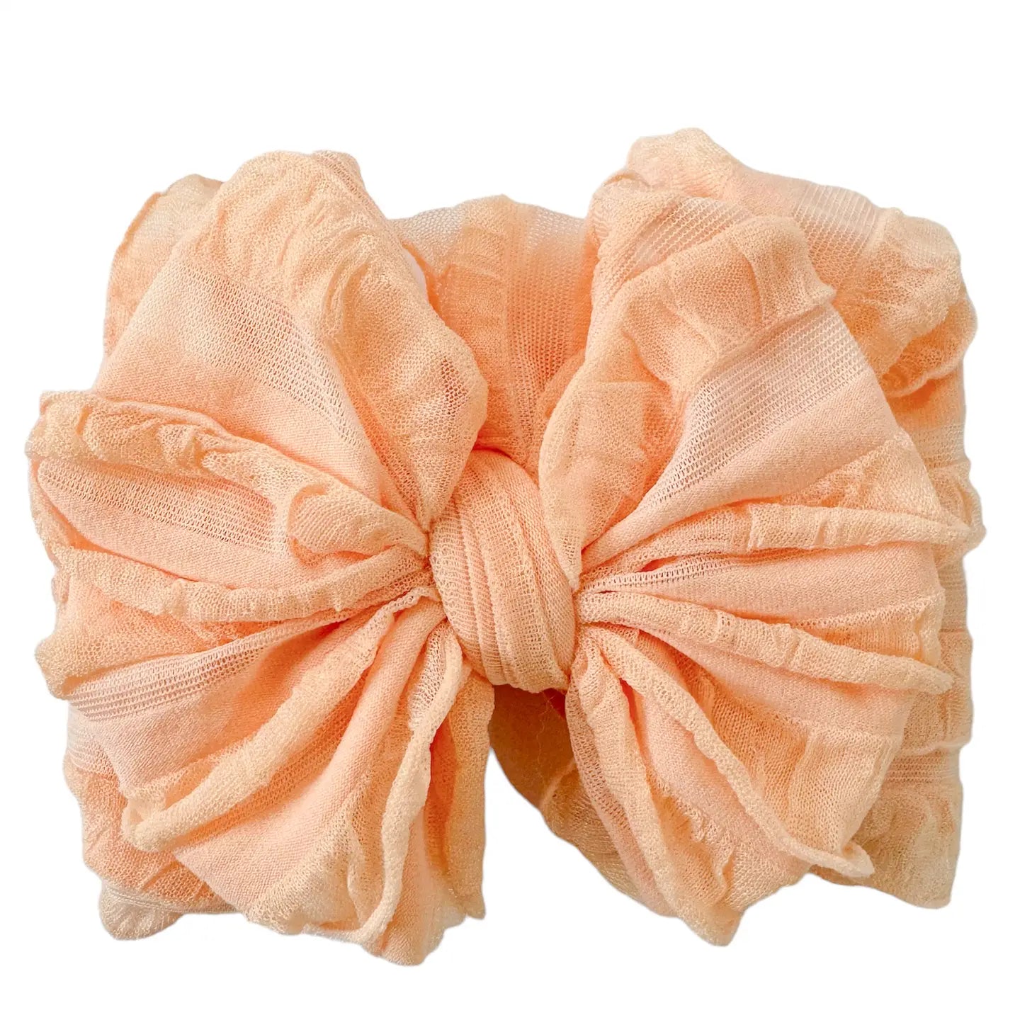 Peach Ruffle Head Wrap Bow