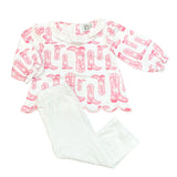 Hamner Hill Rodeo Girls Pink Boot Cowgirl Top & Pants Set