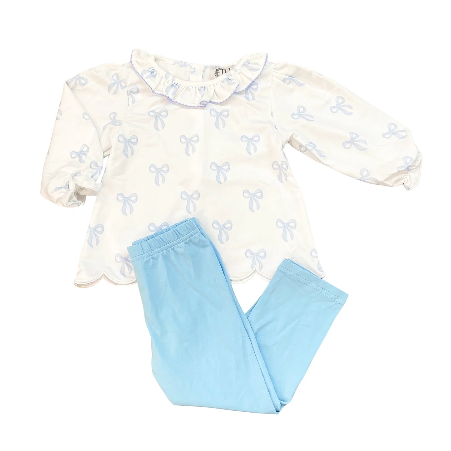 Hamner Hill Day Dreaming Blue Bow Top & Pants Set