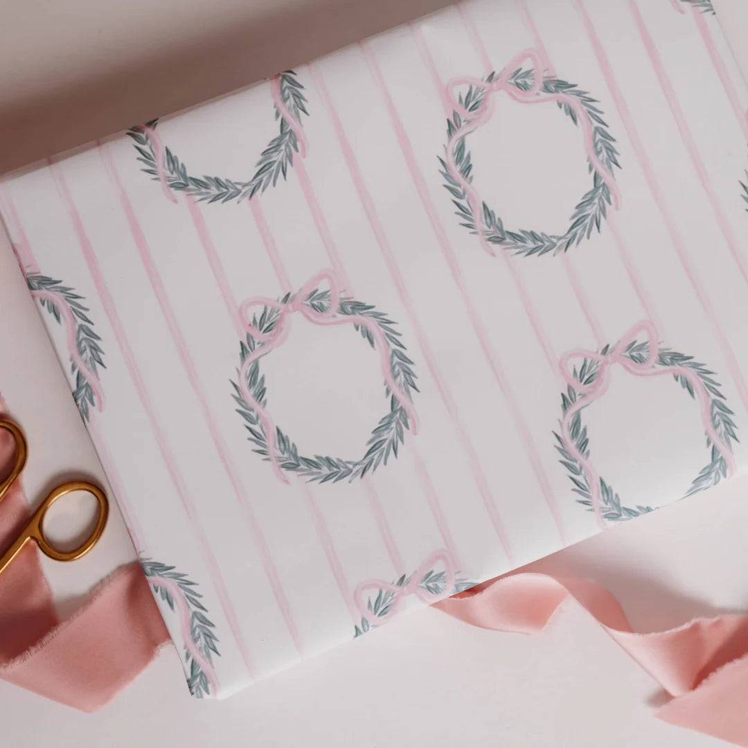 Hamner Hill Pink Wreath Gift Wrap