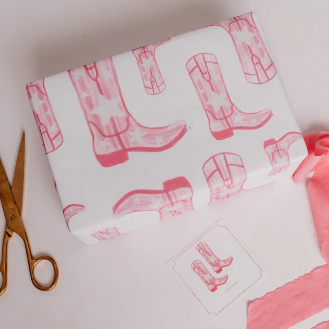 Hamner Hill Rodeo Pink Boot Cowgirl Gift Wrap