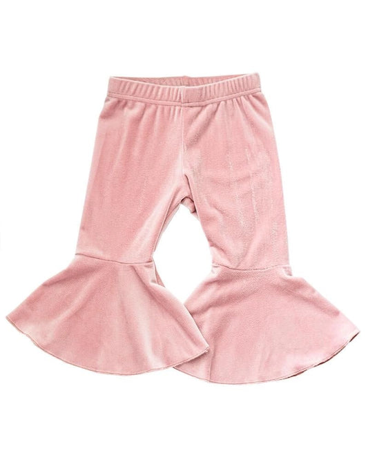 Baileys Blossoms Pleated Velour Bell Bottoms Lollipop Pink