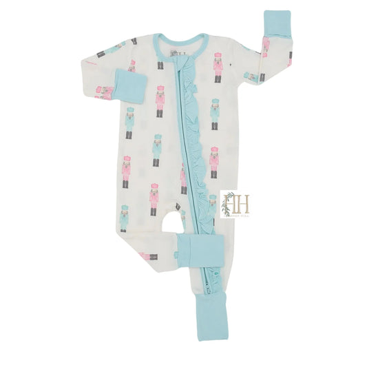 Hamner Hill Pink & Teal Nutcracker Christmas Onesie Pajamas SALE