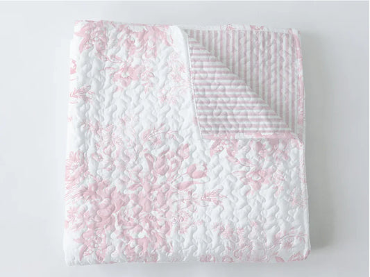 Ida Mae - aledo toile light pink baby blanket