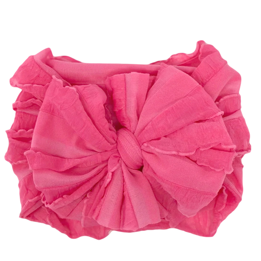 Candy Pink Ruffle Head Wrap Bow