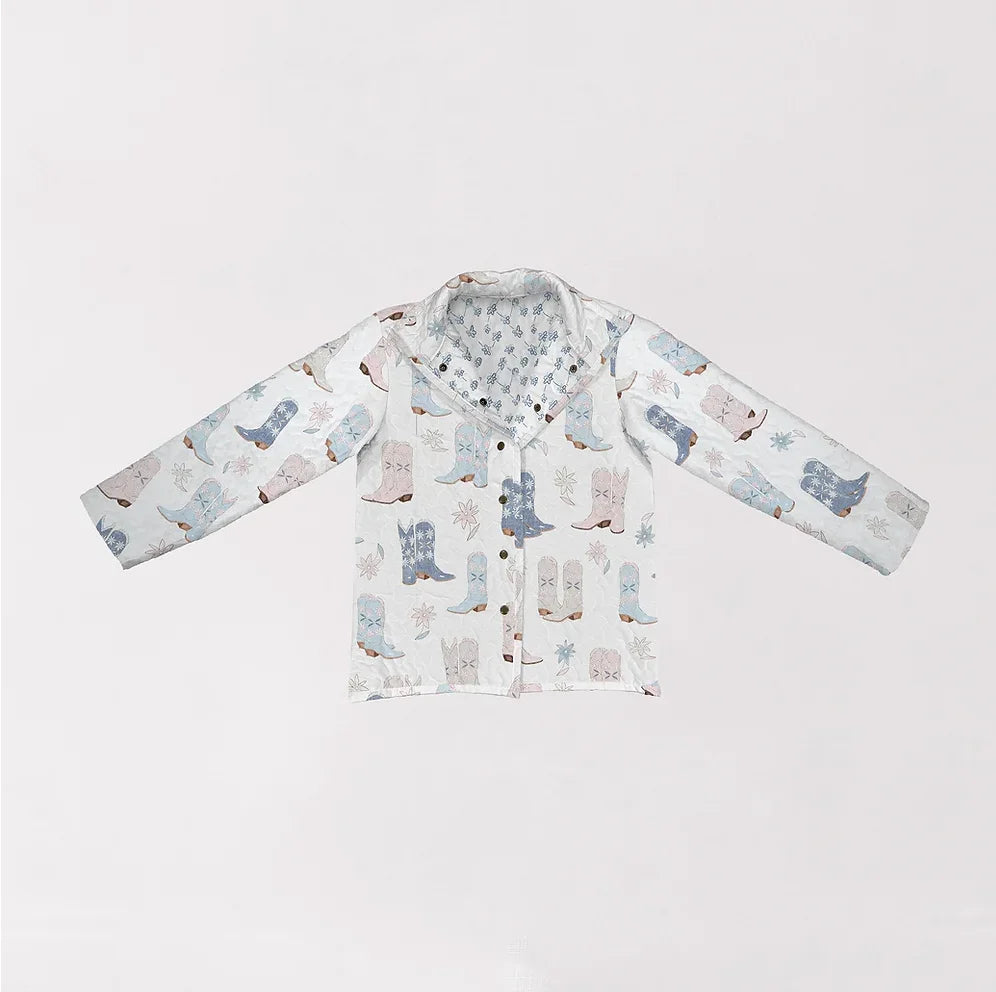 Ida Mae daisy boots pastel Quilted Snap Kids Jacket