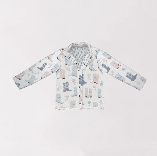 Ida Mae daisy boots pastel Quilted Snap Kids Jacket