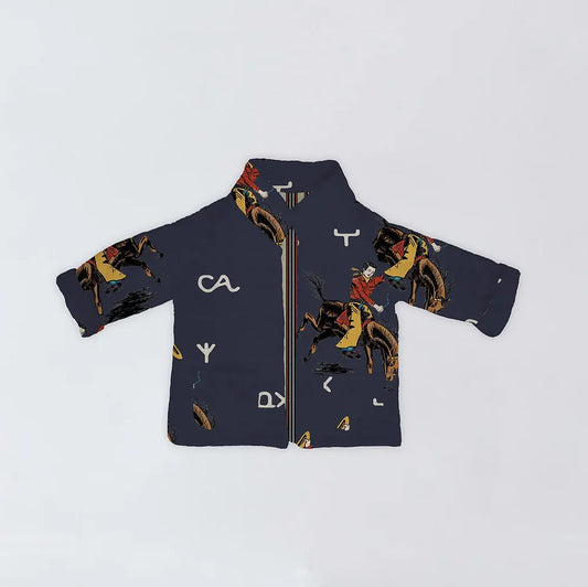 Ida mae Lazy J in navy Quilted Snap Kids Jacket