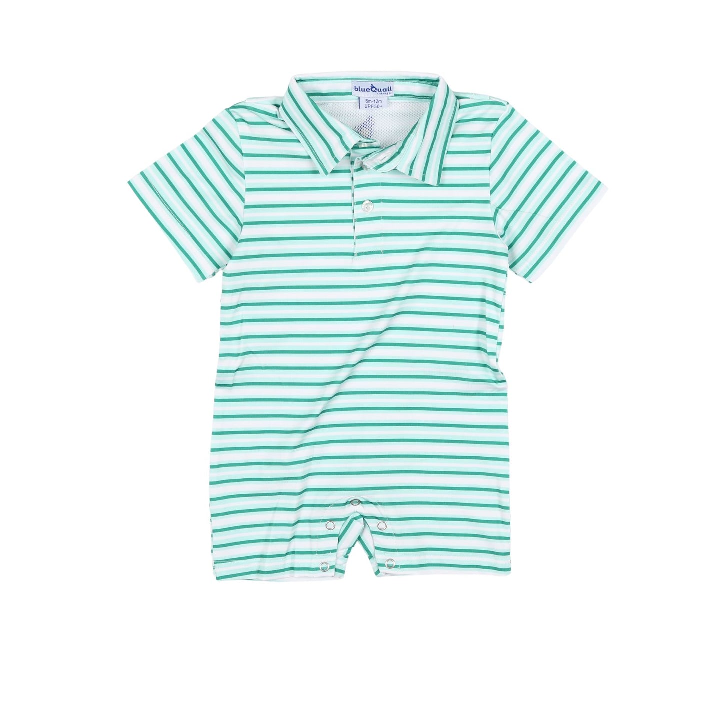 Blue Quail Emerald Stripe Polo Boys Romper