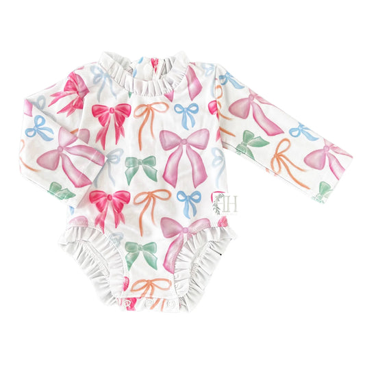 Hamner Hill Put a Bow on It Girls Rashguard One Piece Swim