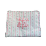 Wipes & Dipes Embroidered TRVL Pink Ribbon Floral Large Roadie Pouch Bag Dipes