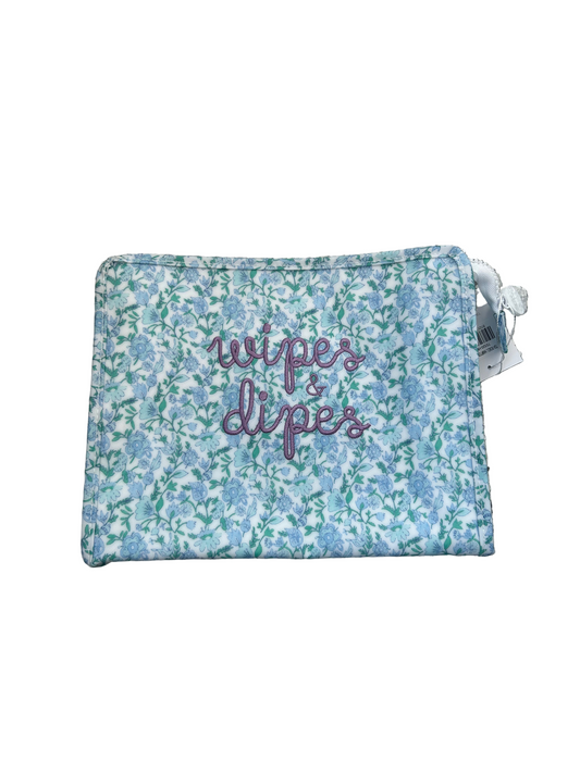 Wipes & Dipes Embroidered TRVL Hamptons Floral Large Roadie Pouch Bag