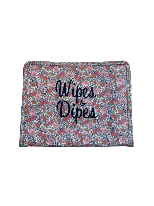 Wipes & Dipes Embroidered TRVL Garden Floral Large Roadie Pouch Bag