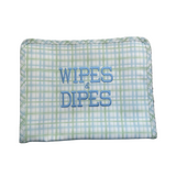 Wipes & Dipes Embroidered TRVL Classic Green Plaid Large Roadie Pouch Bag Dipes