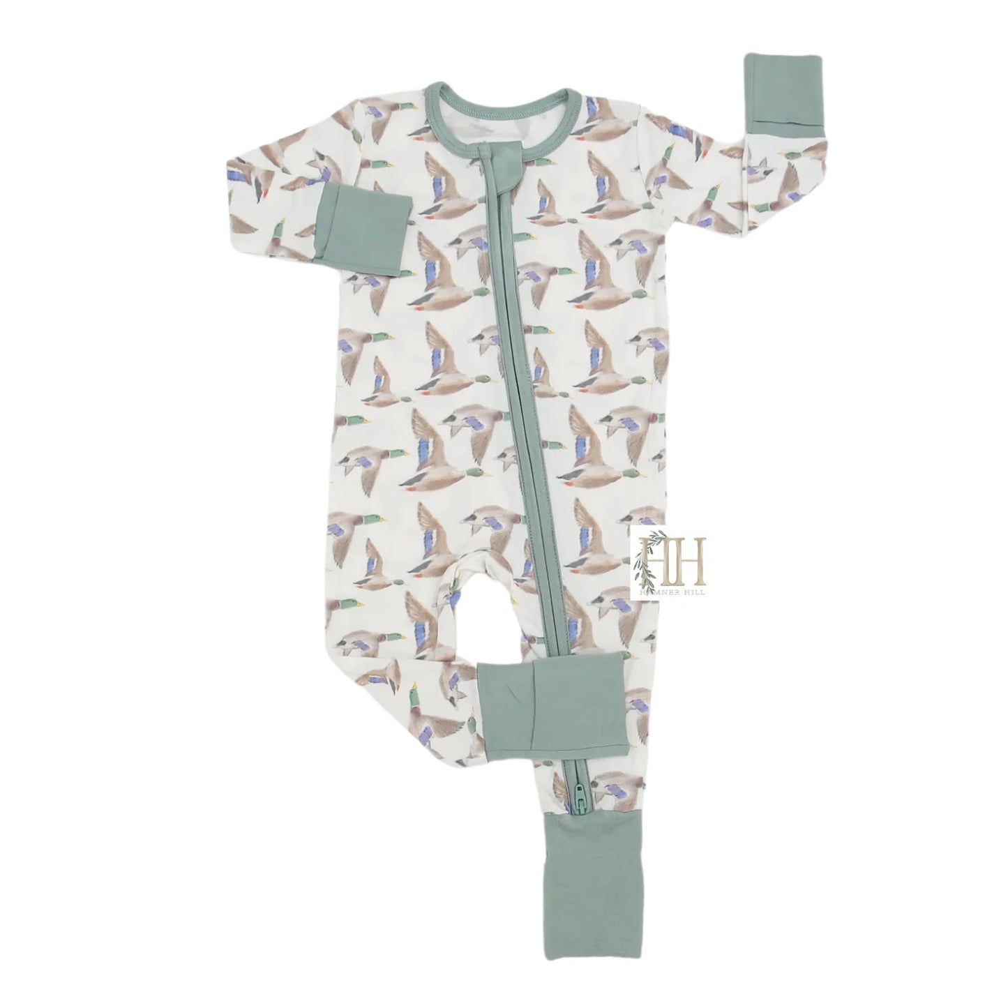 Hamner Hill Ducks Flying South Boys Bamboo Onesie