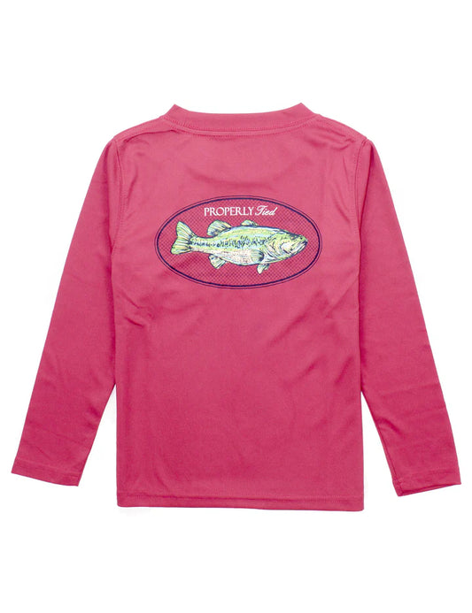 Properly Tied Boys Performance Tee LS Bass Cayenne