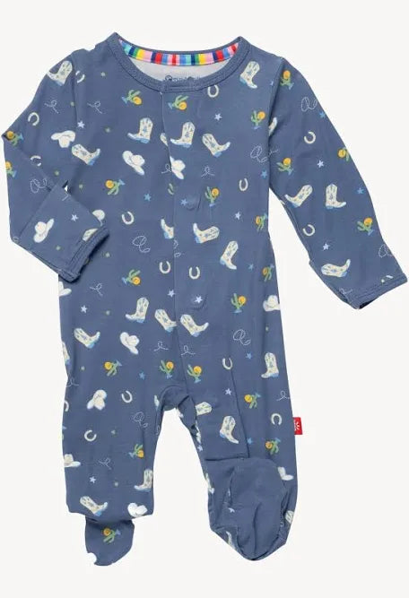 Magnetic Me Blue Rodeo Cowboy Bamboo Boys Onesie