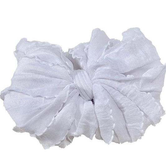 White Ruffled Headband Bow