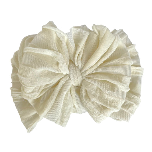 Ivory Ruffled Headband Bow