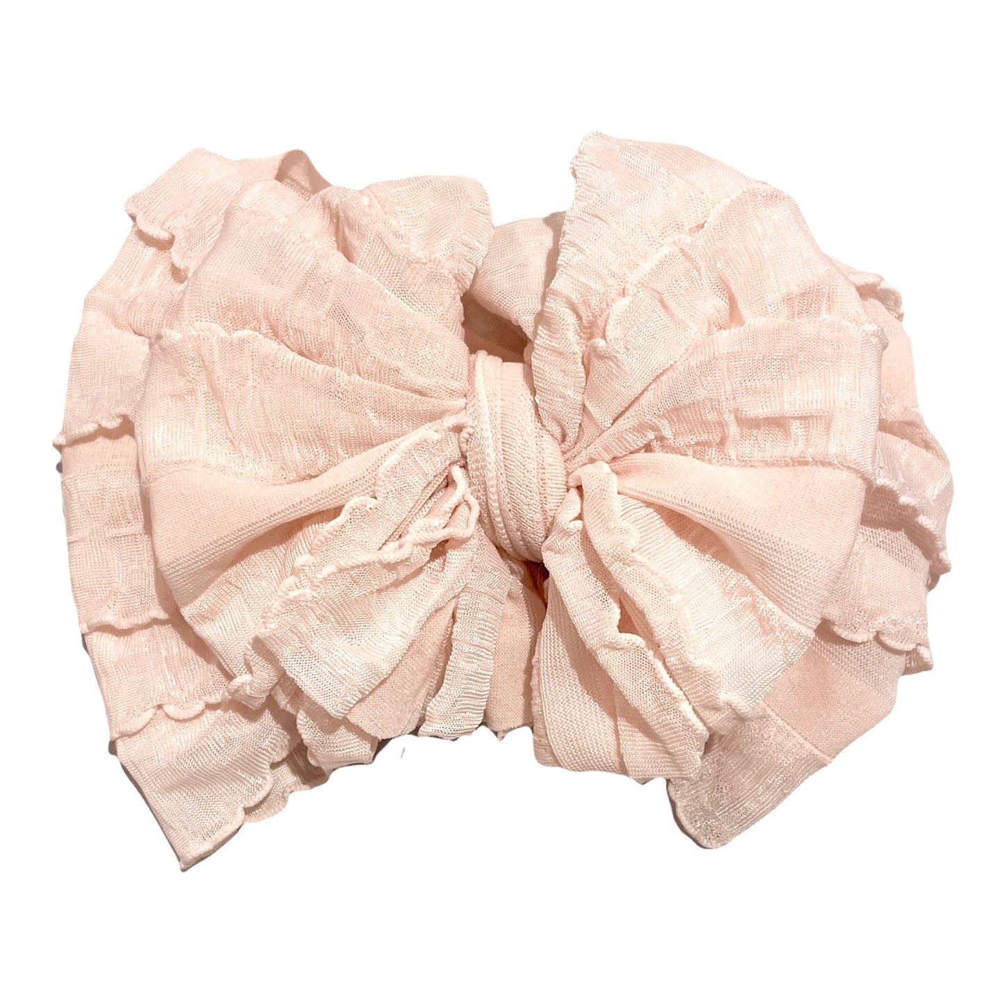 Peach Ruffled Headband Bow