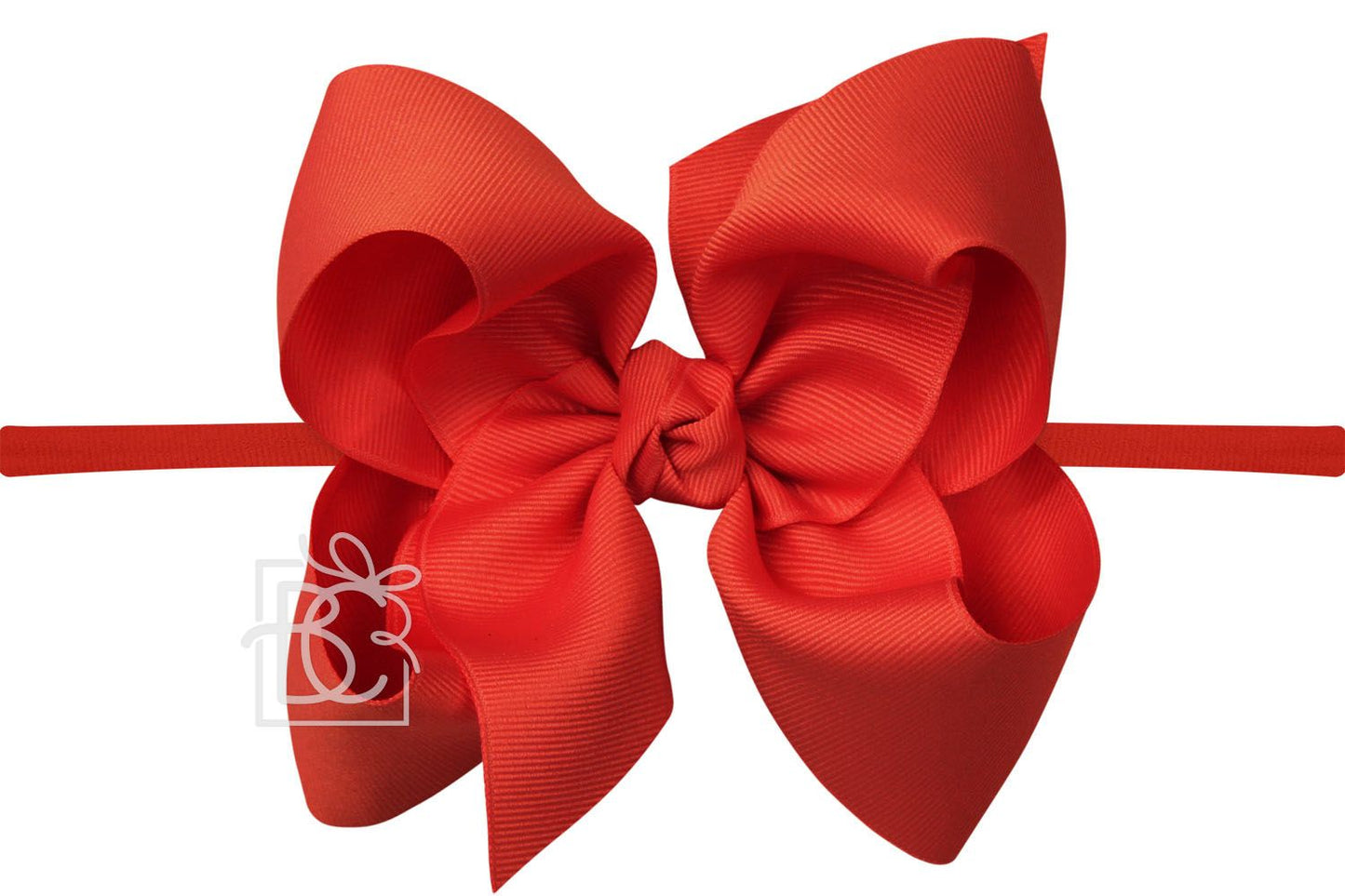 Beyond Creations 3.5 inch Headband Grosgrain Hair Bow on Nylon- Red