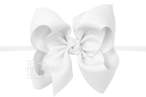 Beyond Creations 3.5 inch Headband Grosgrain Hair Bow on Nylon- White