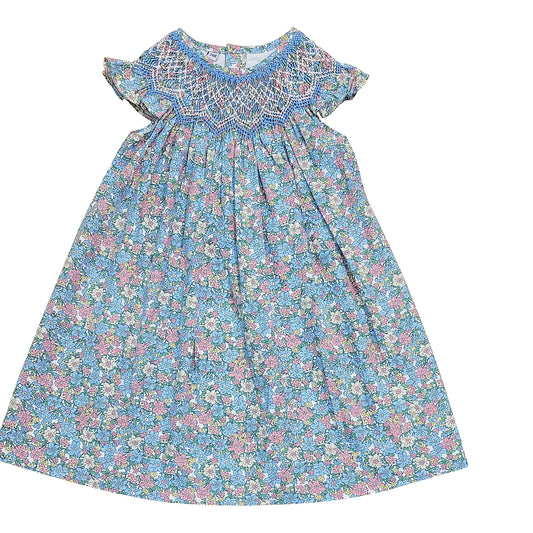 Sweet Dreams Amelia Teal Smocked Girls Dress