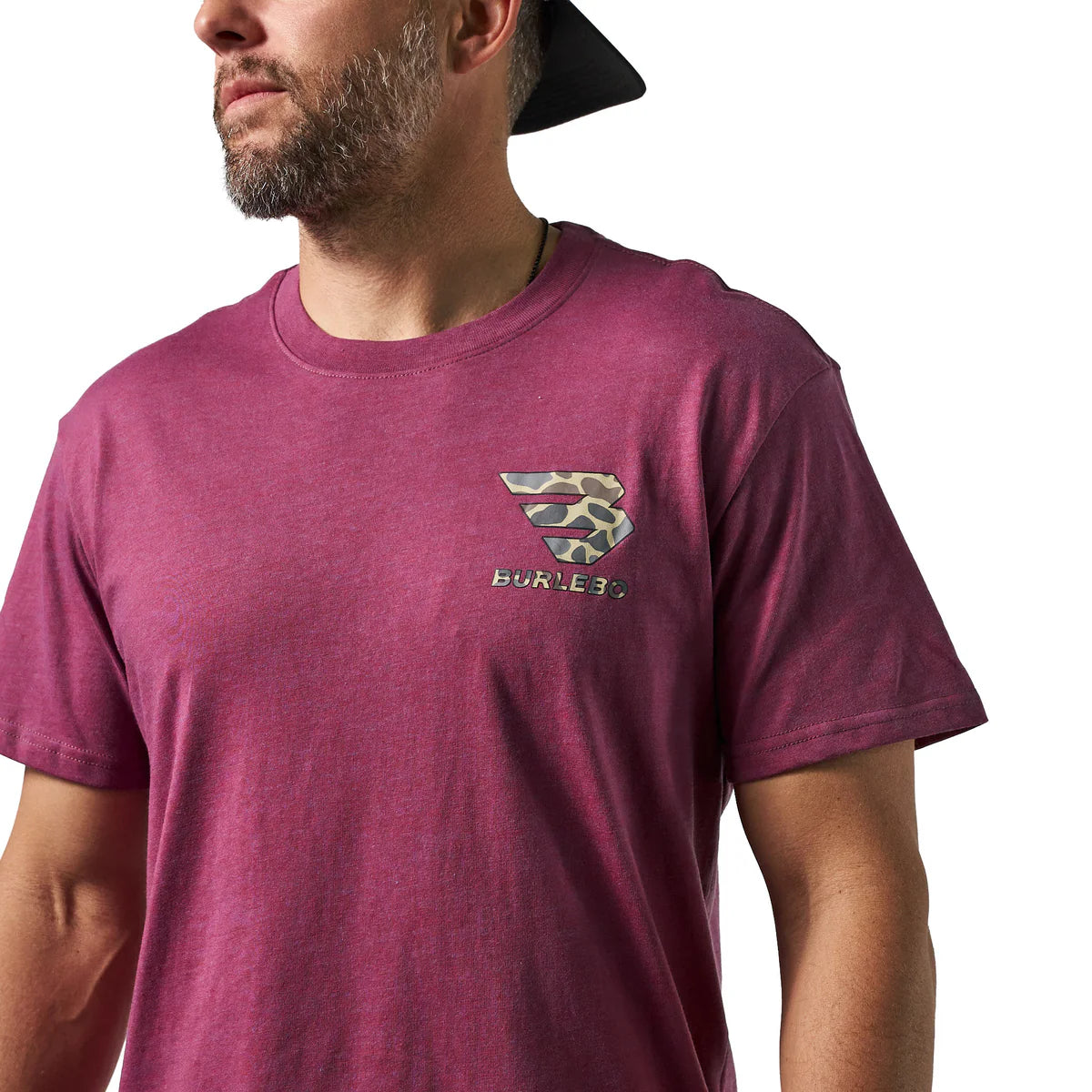 Burlebo Heather Wine Flying B Deer Camo Short Sleeve Men's Shirt