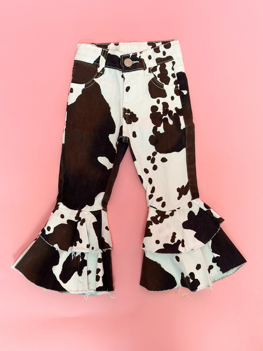 Cow Print Girls Bell Bottoms