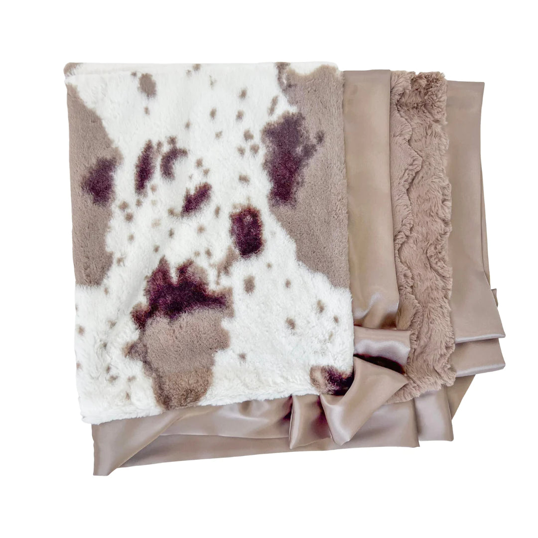 Luxe Cuddle Cow Print Mocha Baby Blanket