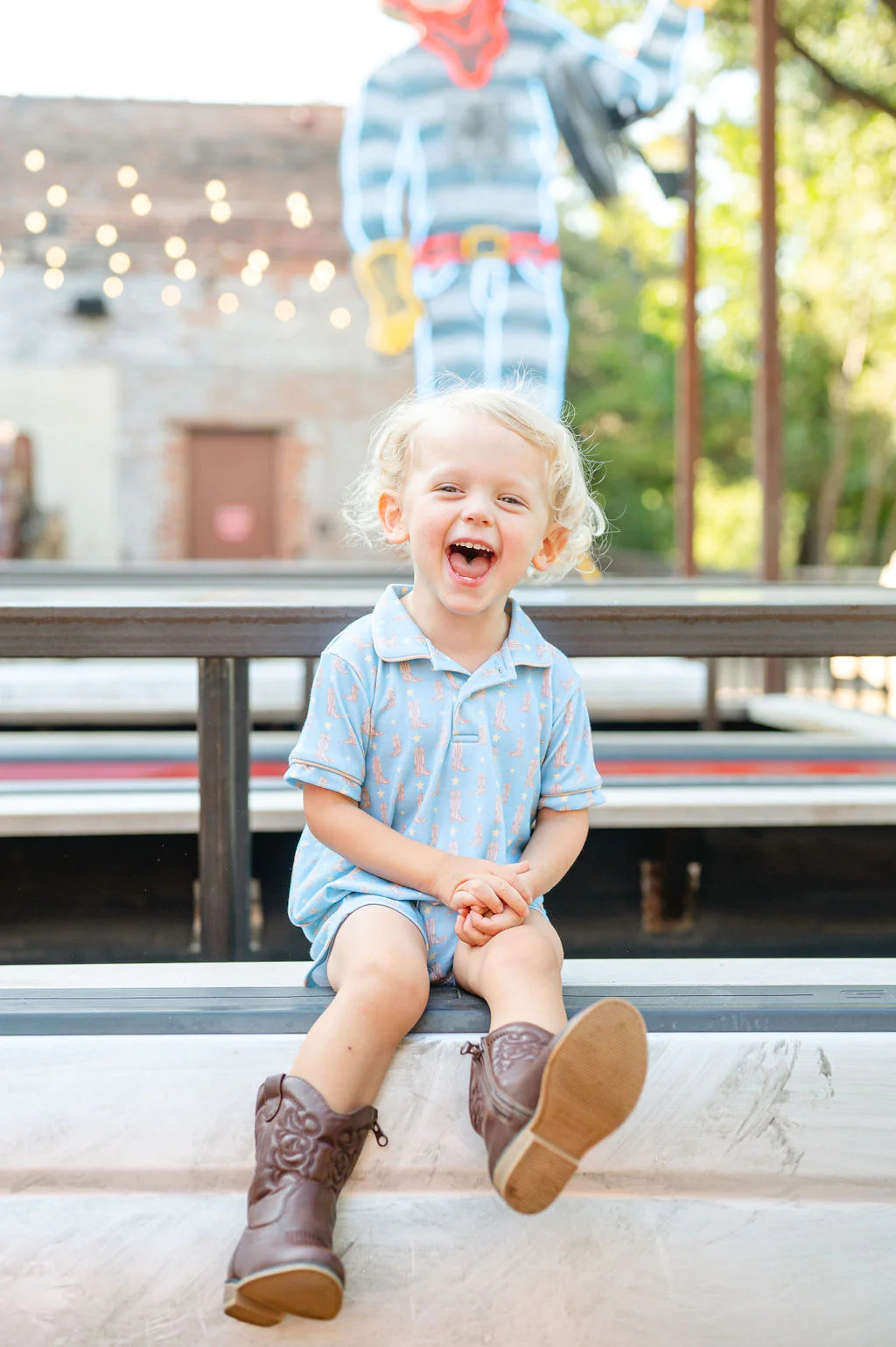 Western Cowboy Boots Boys Romper