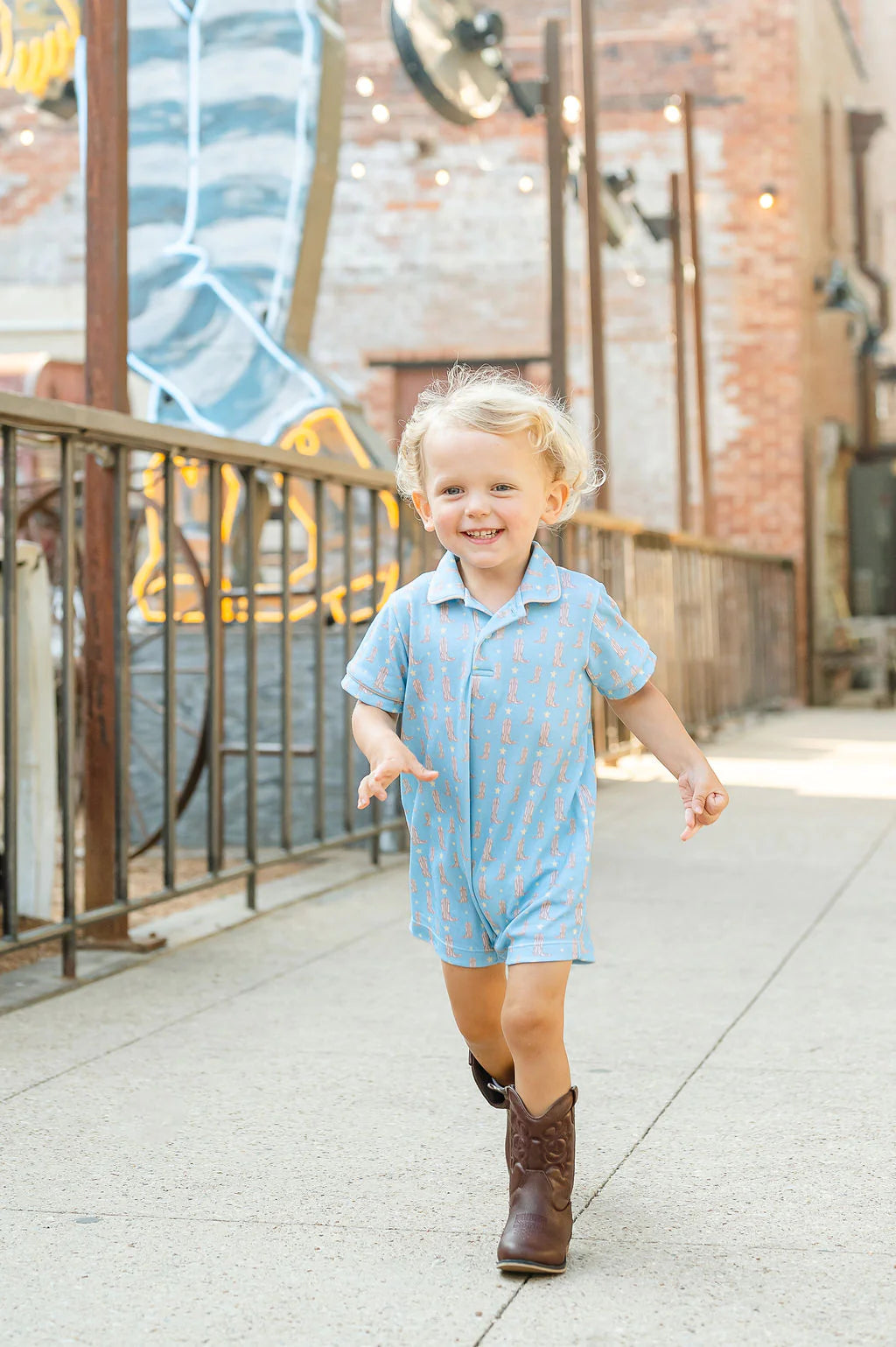 Western Cowboy Boots Boys Romper