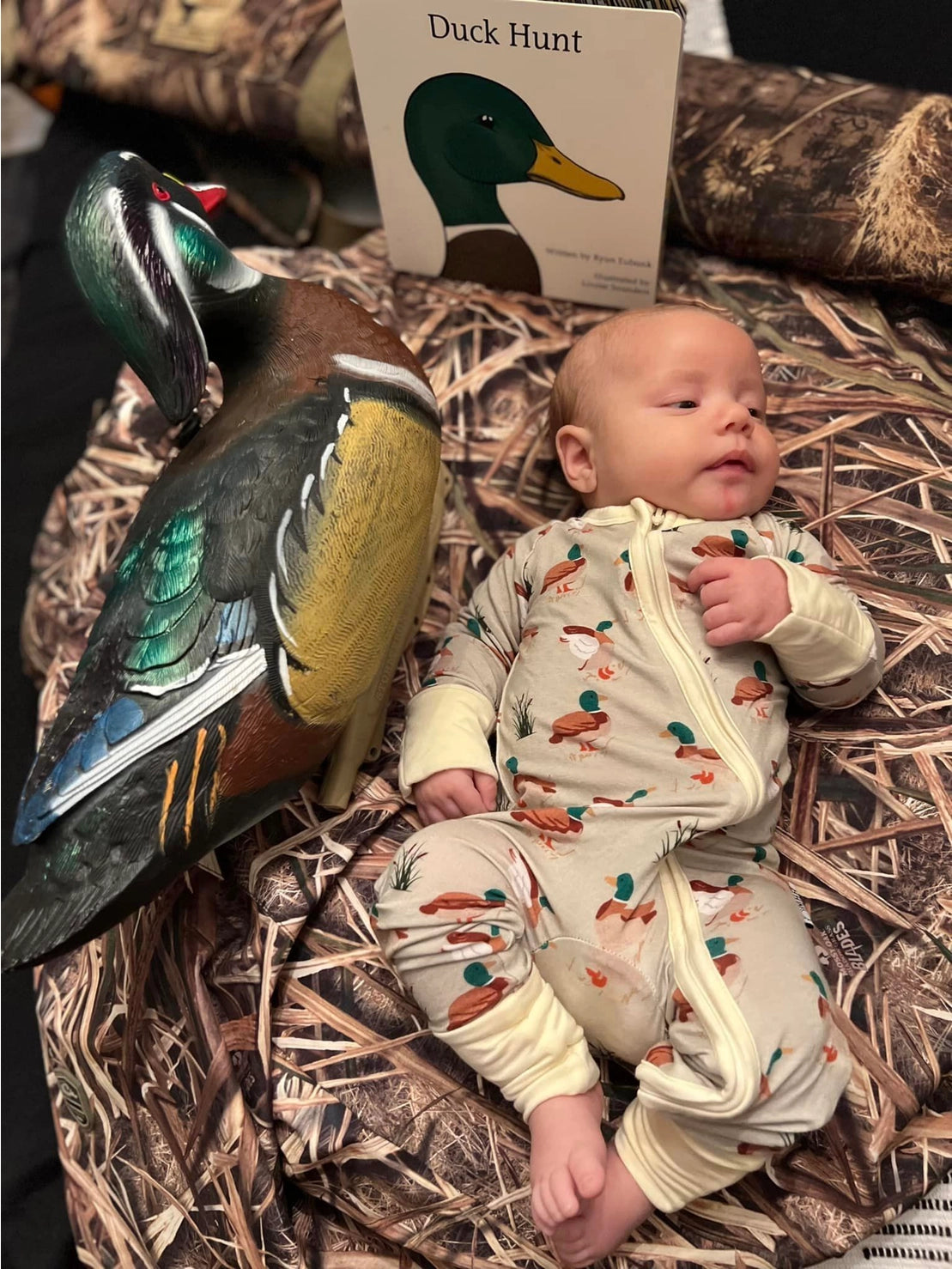 Sage Mallard Ducks Bamboo Zipper Onesie