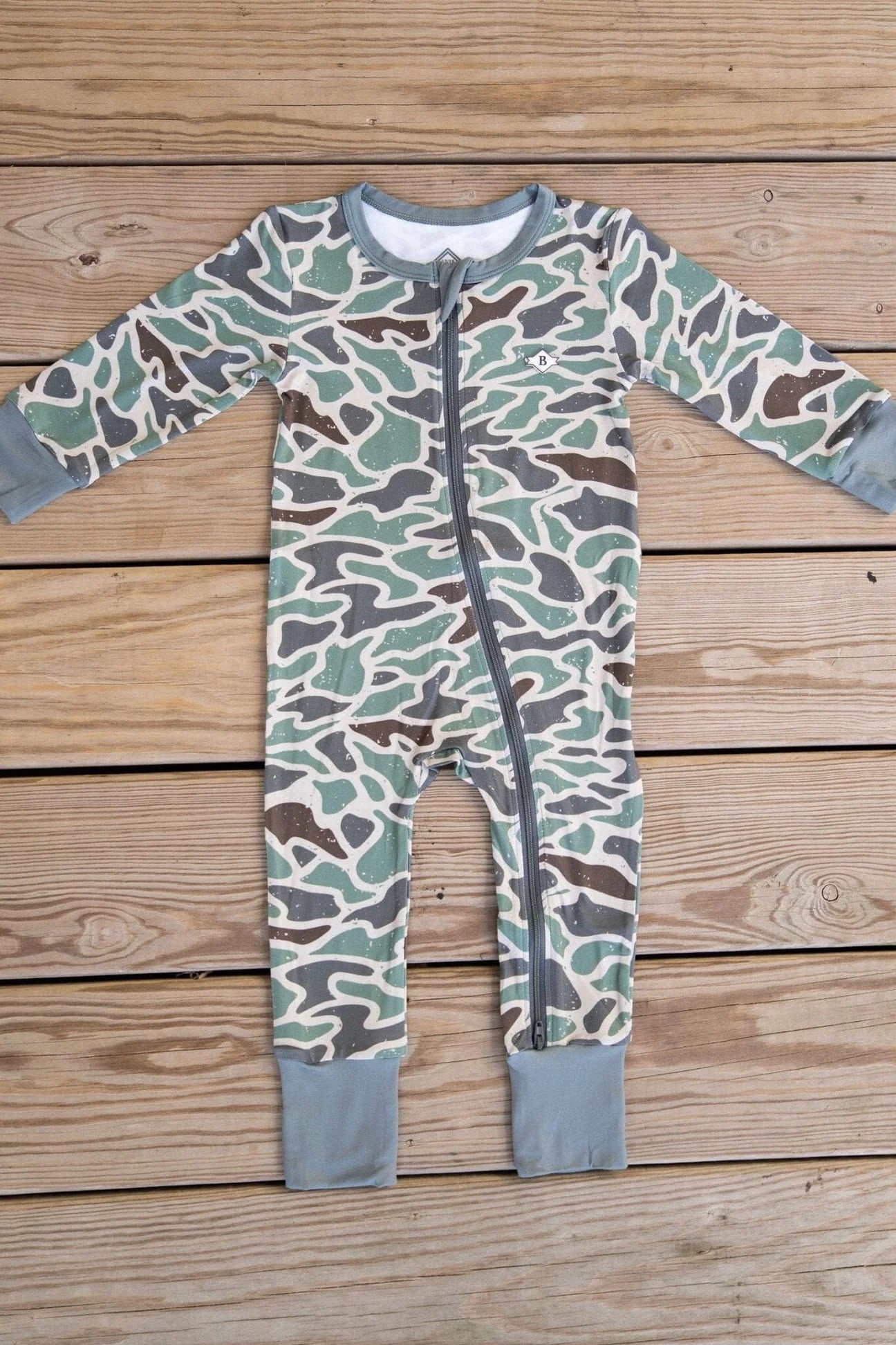 Burlebo Duck Camo Zip Bamboo Onesie