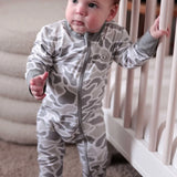 Burlebo White Camo Zip Boys Onesie