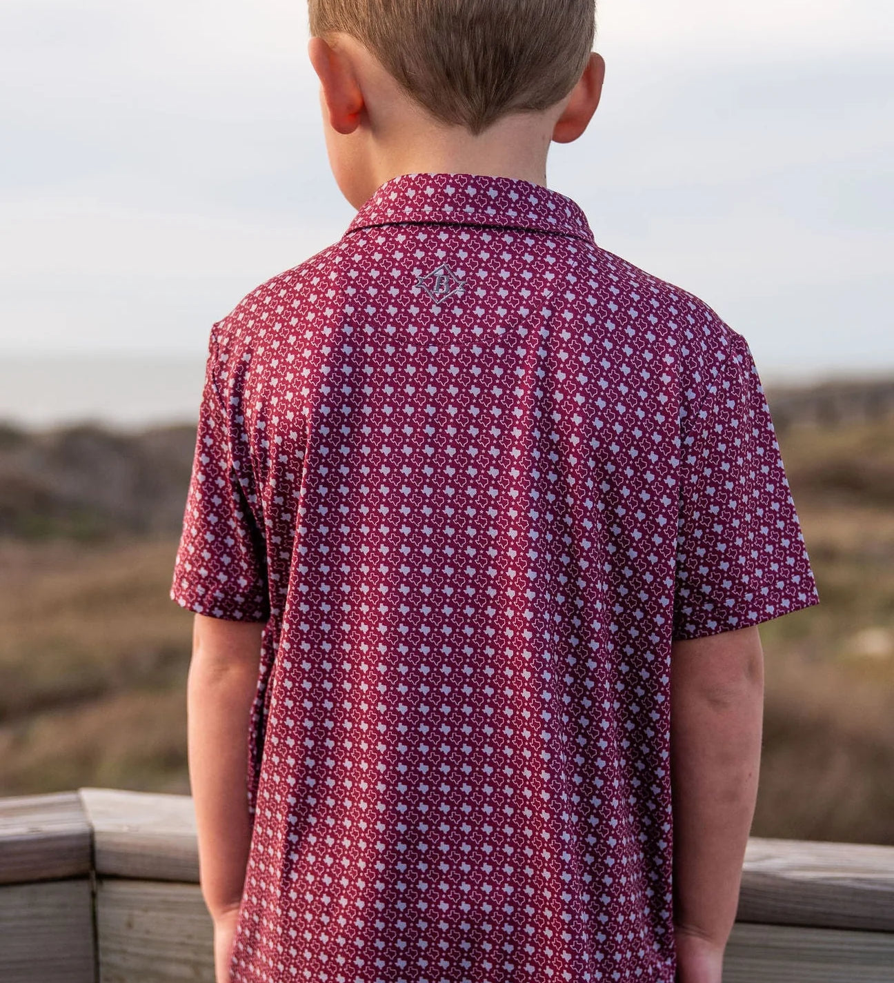 Burlebo Maroon Texas Gig ‘Em Performance Boys Polo Shirt
