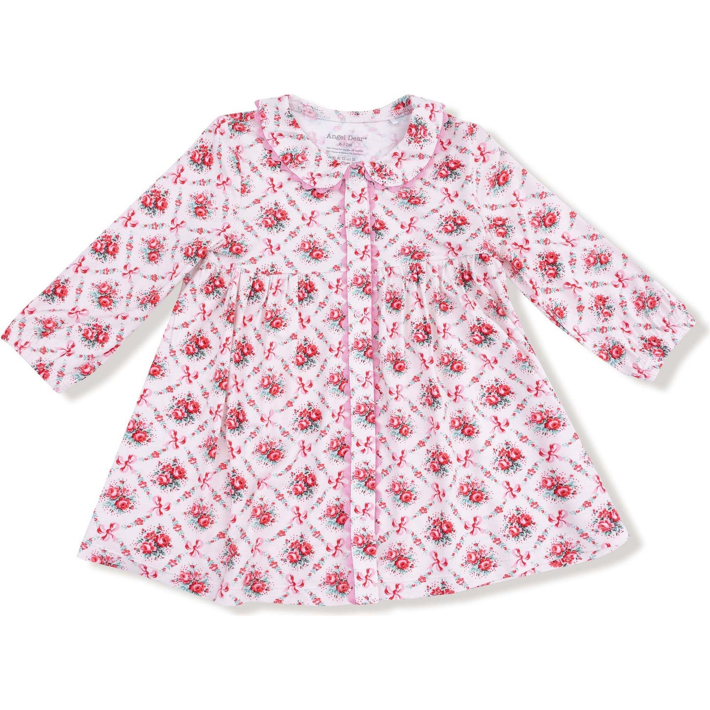 Angel Dear Rose Bow Lattice Girls Collar Dress