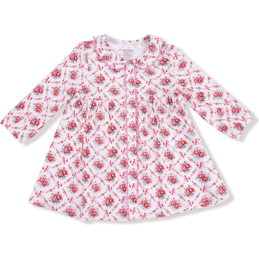 Angel Dear Rose Bow Lattice Girls Collar Dress