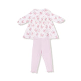 Angel Dear Belle Rosette Long Sleeve Collar Girls Dress & Ribbed Leggings