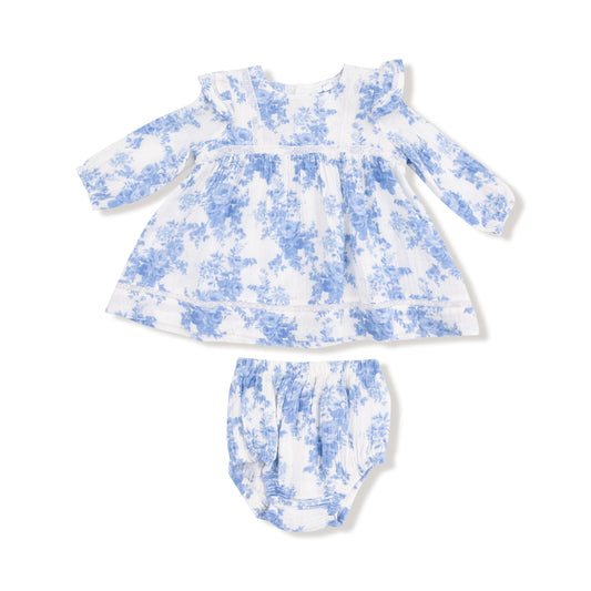 Angel Dear Dream Cotton Floral Blue Girls Long Sleeve & Diaper