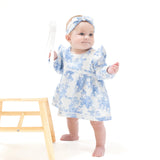 Angel Dear Dream Cotton Floral Blue Girls Long Sleeve Dress