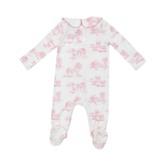 Angel Dear Farm Toile Pink Girls Onesie