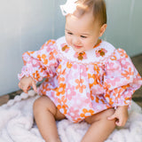 Poppy Kids Co Girls Autumn Turkey Smocked Dress with Diaper Cover
