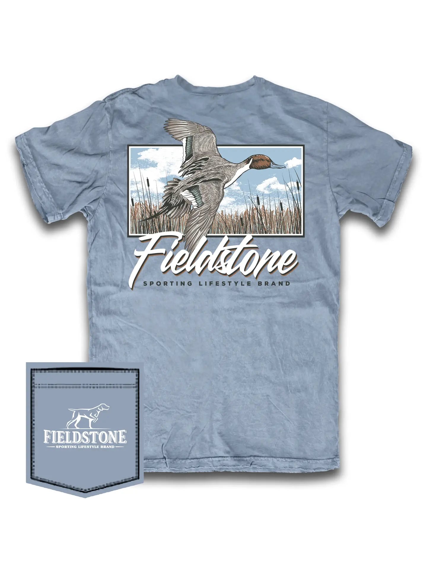 Fieldstone Boys T Shirt Slate Blue Pintail Duck