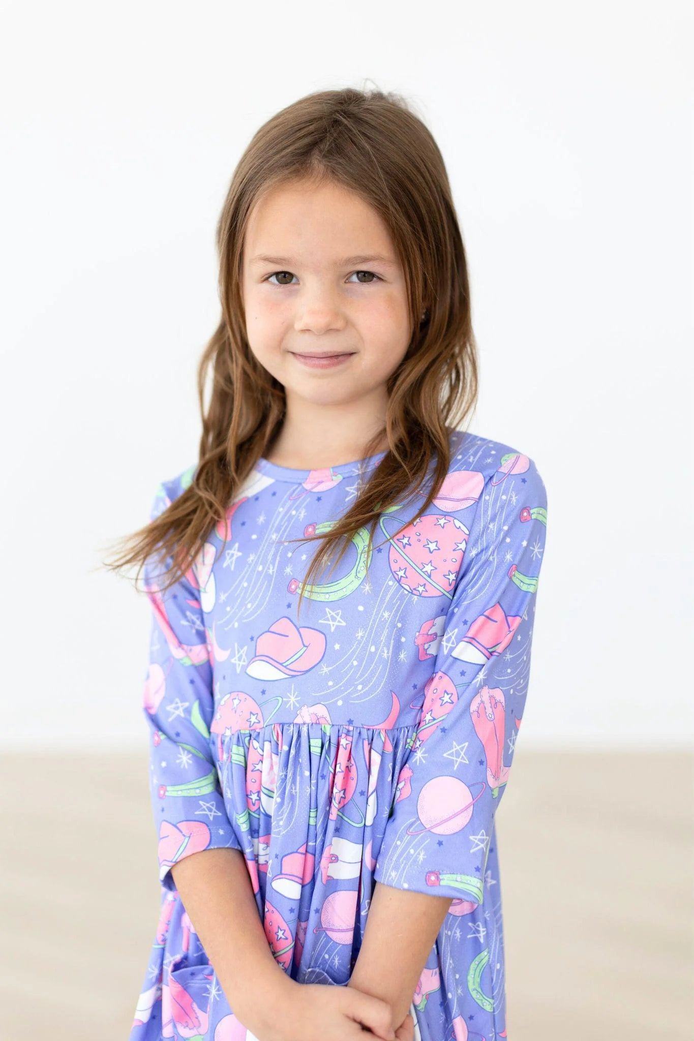 Neon Moon 3/4 Pocket Girls Twirl Dress