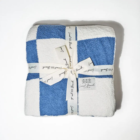 Barefoot Dreams Dupe Blue & White Luxe Cozy Baby Blanket