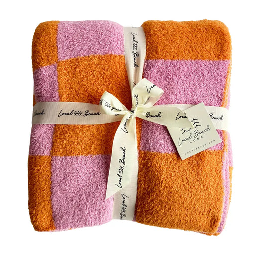 Barefoot Dreams Dupe Pink/Orange Luxe Cozy Baby Blanket